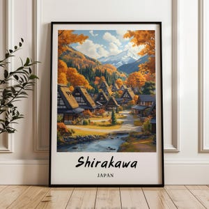 Shirakawa-go Japan Wand Kunst,Drucke,Reise Poster,Digitaldruck,Sofortiger Download,Wand Kunst Druck,Geschenk,minimalistisch,Japan Poster