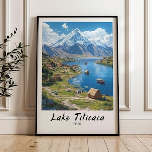 Lake Titicaca travel print,Lake Titicaca illustration,Peru Poster,Peru,Lake Titicaca,Wedding gift,Personalised Gift,Peru print