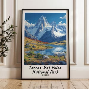 Torres Del Paine National Park travel print,illustration,Chile Poster,Chile,Wedding gift,Personalised Gift,Chile print