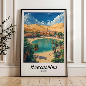 Huacachina travel print,Huacachina illustration,Peru Poster,Peru,Huacachina,Wedding gift,Personalised Gift,Peru print