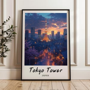 Tokyo Tower Japan Wand Kunst, Drucke, Reise Poster, Digitaldruck, Sofortiger Download, Wand Kunst Druck, Geschenk, minimalistisch,Japan Poster