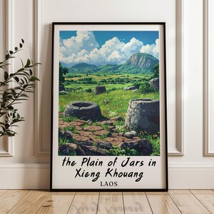 die Ebene der Gläser in Xiang Khouang Reisedruck,Illustration, Laos Poster, Laos, Digitaldruck, Hochzeitsgeschenk, personalisiertes Geschenk