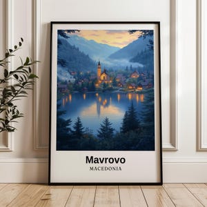 Mavrovo travel print,Macedonia digital print,MacedoniaPoster,wall art,Wedding gift,Personalised Gift,illustration,Travelprints,Birthday gift