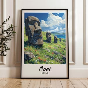 Easter Island travel print,Easter Island illustration,Chile Poster,Chile,Easter Island,Wedding gift,Personalised Gift,Chile print