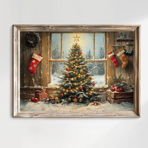Vintage Christmas Tree Print | Modern Holiday Decor | Christmas Wall Art Printable | Digital Christmas Gift Idea