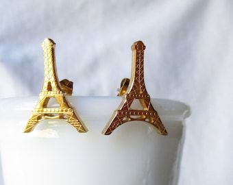 April in Paris Vintage Earrings Eiffel Tower Earrings Pierced Earrings Souvenir Jewelry