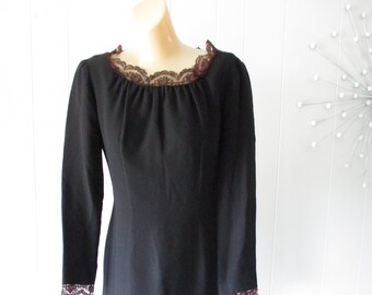 Vintage Helen Whiting Cocktail Dress Fitted Black Dress 1960s Dress Little Black Dress