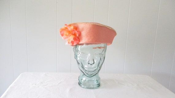 Vintage Summer Hat Ladies Garden Party Hat Peach … - image 1