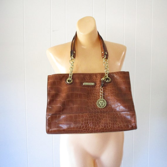 Vintage Anne Klein Purse Faux Crocodile Purse Fau… - image 1