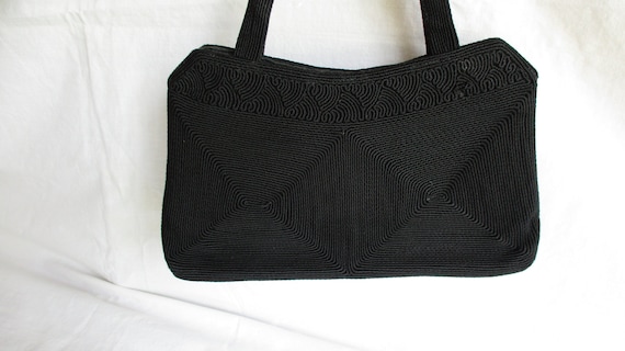 Vintage Corde' Purse Black Woven Bag 1930s Purse … - image 2