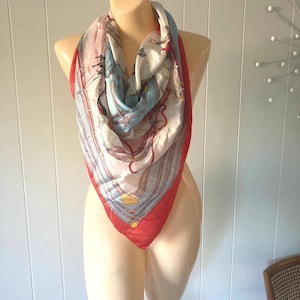 Large Vintage Scarf Equestrian Design