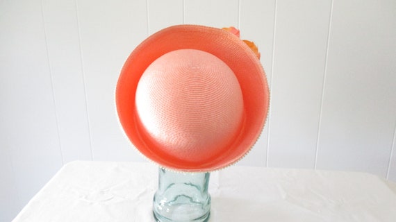 Vintage Summer Hat Ladies Garden Party Hat Peach … - image 5