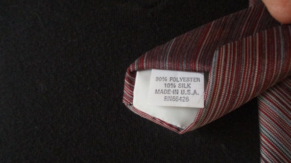 Vintage Tie Wide Tie Striped Tie 70s Necktie Blac… - image 5