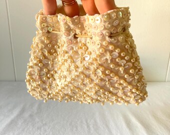 Vintage Beaded Evening Bag Sequined Clutch Purse