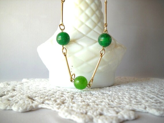 Vintage Necklace Chunky Beaded Necklace Green Nec… - image 4