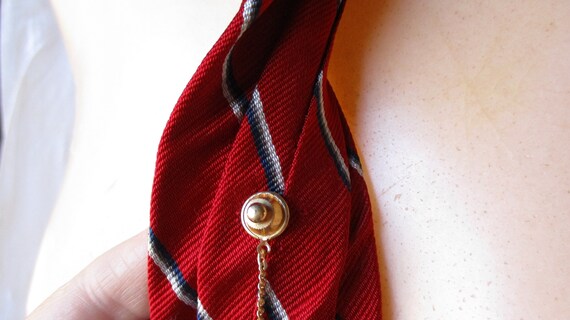 Vintage Tie Tack Tiger's Eye Tie Clip Round Tie C… - image 6