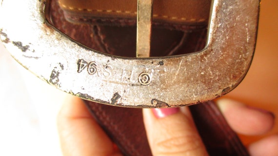 Vintage Ruff Hewn Belt Brown Leather Belt Western… - image 7
