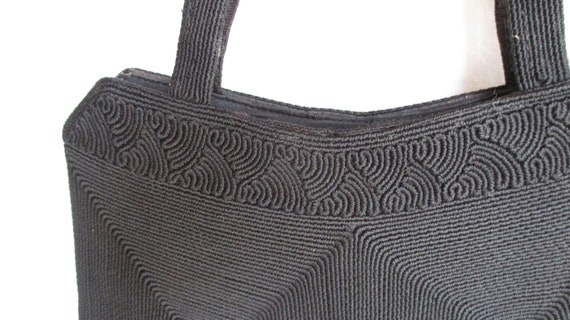 Vintage Corde' Purse Black Woven Bag 1930s Purse … - image 4