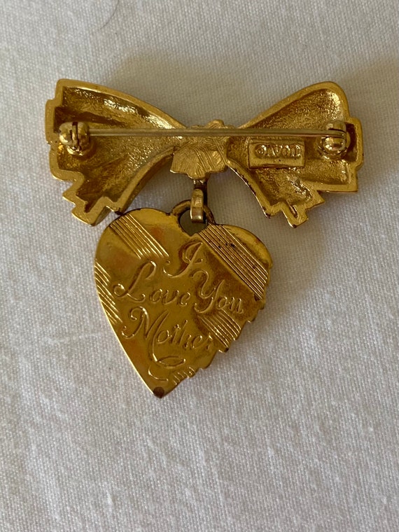 Vintage Avon Pin Goldtone Heart Brooch Mother's J… - image 3