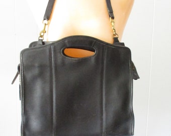 Vintage Purse Vintage Coach Bag Black Leather Shopper Convertible COACH Bag