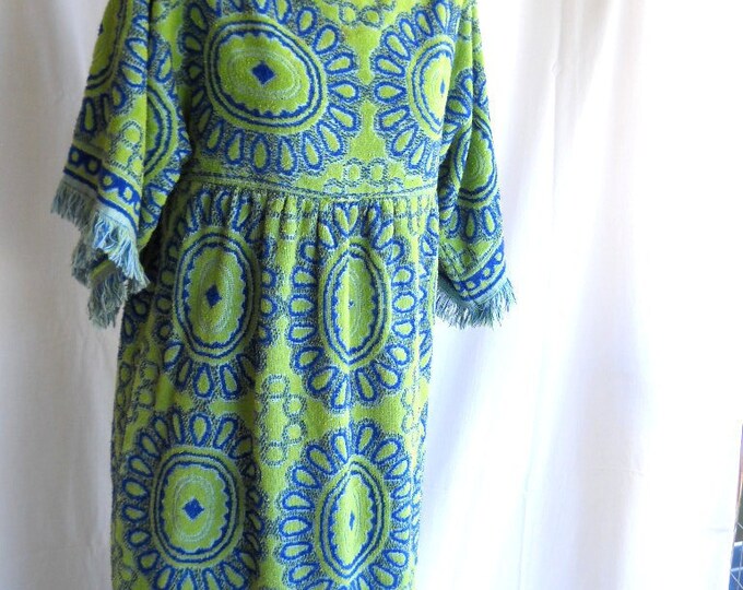 Vintage Terry Cloth Dress Mod Dress Long Dress Beach Cover Up Etsy