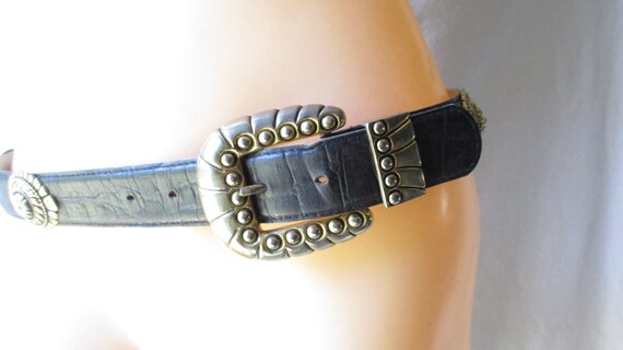 Vintage Conch Belt Metal Belt Coin Belt Leather 1… - image 2