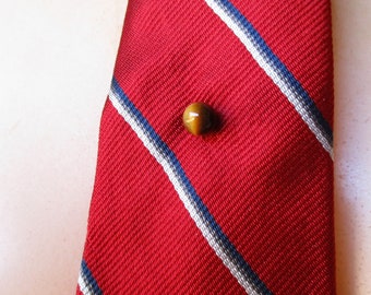 Vintage Tie Tack Tiger's Eye Tie Clip Round Tie Clasp