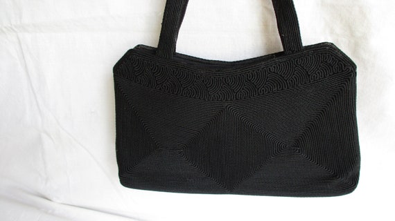 Vintage Corde' Purse Black Woven Bag 1930s Purse … - image 3