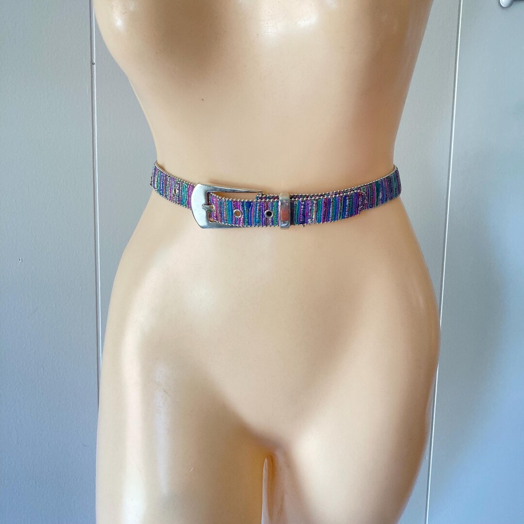 Vintage Rainbow Woven Fabric Belt 1980s Belt - Etsy display picture 1