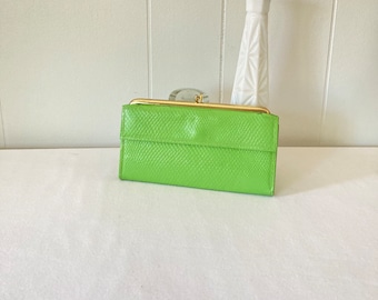 Vintage Lime Green Wallet Bifold Wallet Ladies Wallet