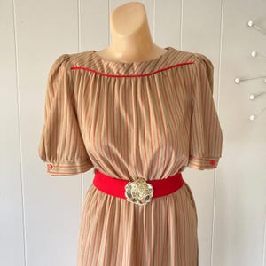 Vintage Striped 1970s Dress Short Sleeve Striped Dress