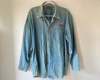 Vintage Denim Shirt Americade Lake George Chambray Button Down Shirt