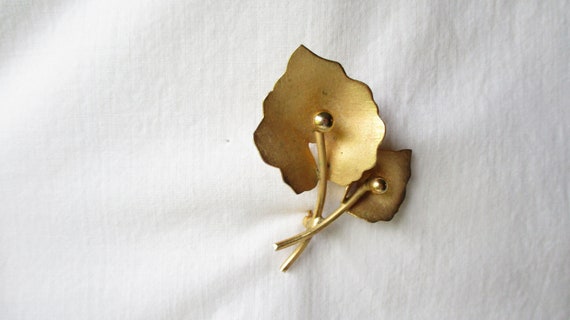Vintage Brooch Vintage Floral Leaf Pin Textured G… - image 7