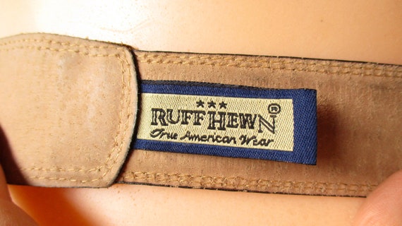 Vintage Ruff Hewn Belt Brown Leather Belt Western… - image 4