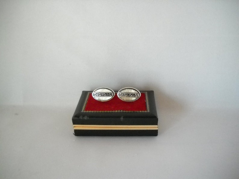 Vintage Cuff Links Swank Cuff Links Mother of Pearl Cufflinks image 4