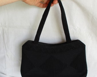 Vintage Corde' Purse Black Woven Bag 1930s Purse Vintage Handbag