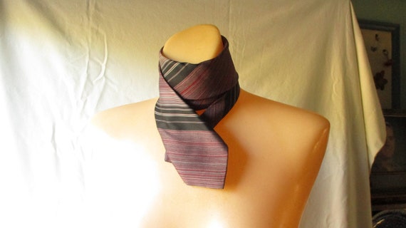 Vintage Tie Wide Tie Striped Tie 70s Necktie Blac… - image 1