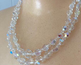 Vintage Kramer Necklace Demi Parure Aurora Borealis Necklace and Earrings