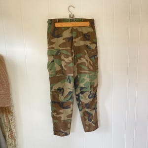 Vintage Military Issue Woodland Camouflage Trousers 1980s BDU Pants