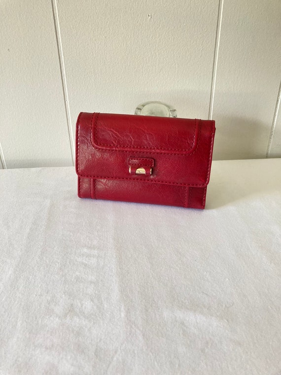 Vintage Liz Claiborne Wallet Oxblood Red Faux Leat