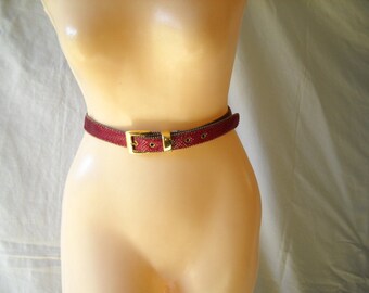 Vintage Belt Fuchsia Belt Faux Snakeskin 1980s Belt A Brod Belt