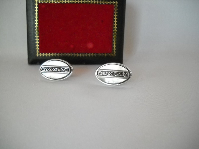 Vintage Cuff Links Swank Cuff Links Mother of Pearl Cufflinks image 2