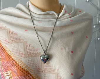 Vintage Sterling Silver Puffy Heart Pendant