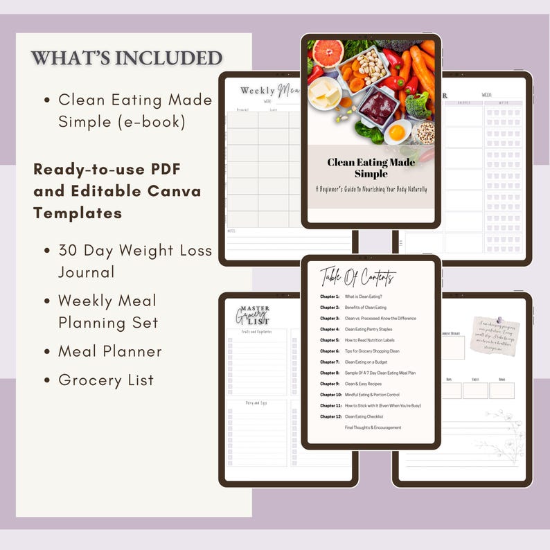Clean Eating Made Simple Printable Bundle – 30-day Weight Loss Journal ...