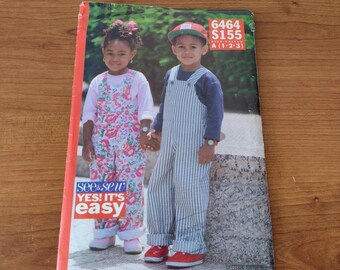 See and Sew Sewing Pattern, Children, Preowned, Pattern # 6464, Butterick