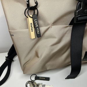 Personalizable keychain with ring / name tag / label for backpack