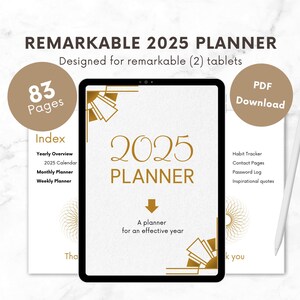 Remarkable 2025 Weekly & Monthly Planner | Calender | Digital Calendar | Contacts, Password, Priority, Habit and Task Tracker | Template