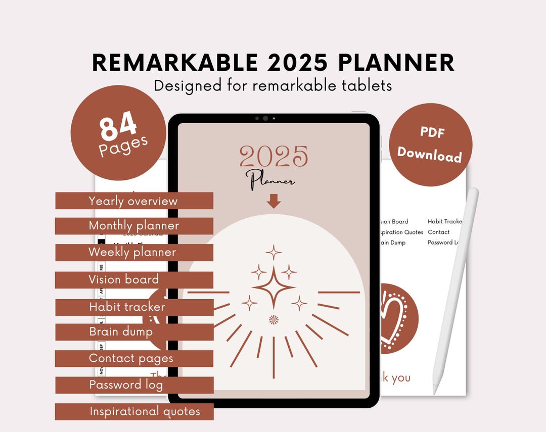 Remarkable 2025 Digital Monthly & Weekly Planner | Calendar | Calendar ...