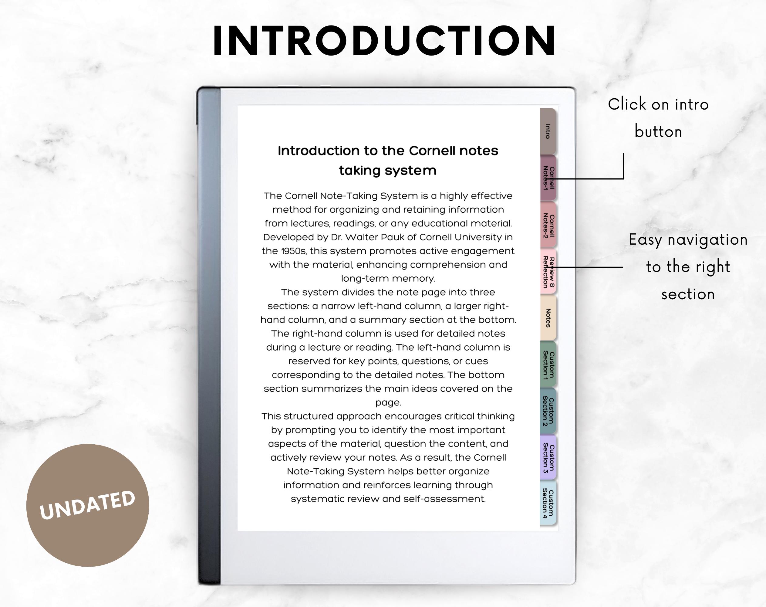 Remarkable Paperpro Notes.pdf Remarkable 2 Cornell Notes | Academic, Student, Lecture & College Note ...
