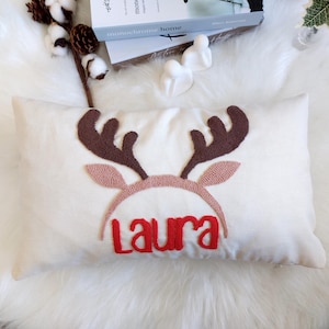 Embroidered Punch Needle Pillow, Handmade Gift, Kid Room Home Decor, Custom Name Pillow Cover, Personalized Baby Gift Nursery Decor